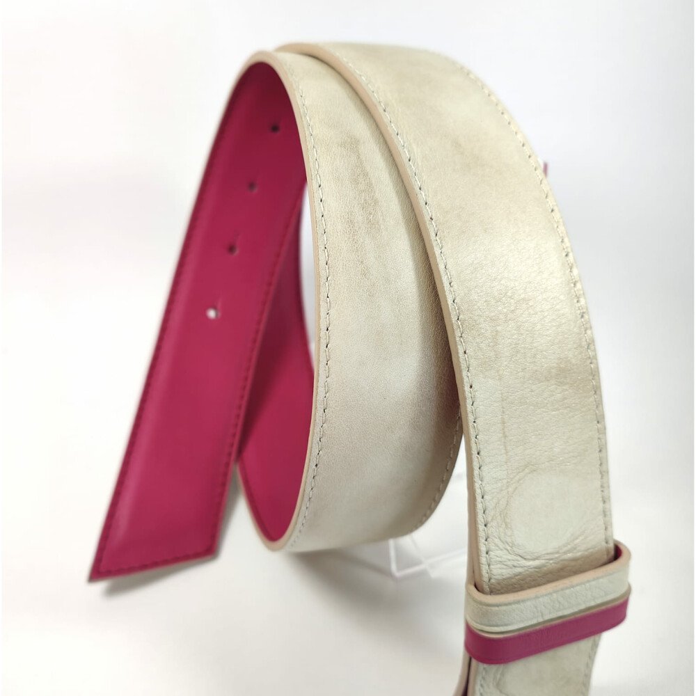 Ceinture reversible femme Fuchsia / Perle satiné